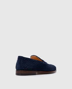 Brunello Cucinelli Blue suede loafers with weaving MPUIHCB799
