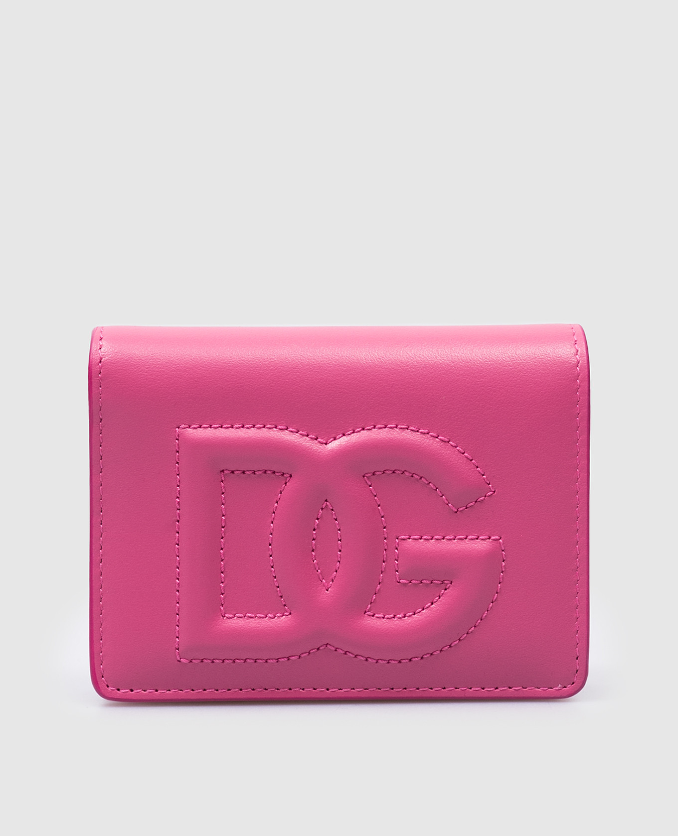 

Pink leather purse with textured logo Dolce&Gabbana, Розовый