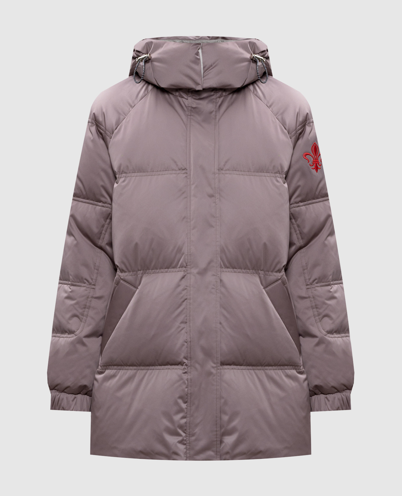 Brown down jacket with embroidered logo be florence