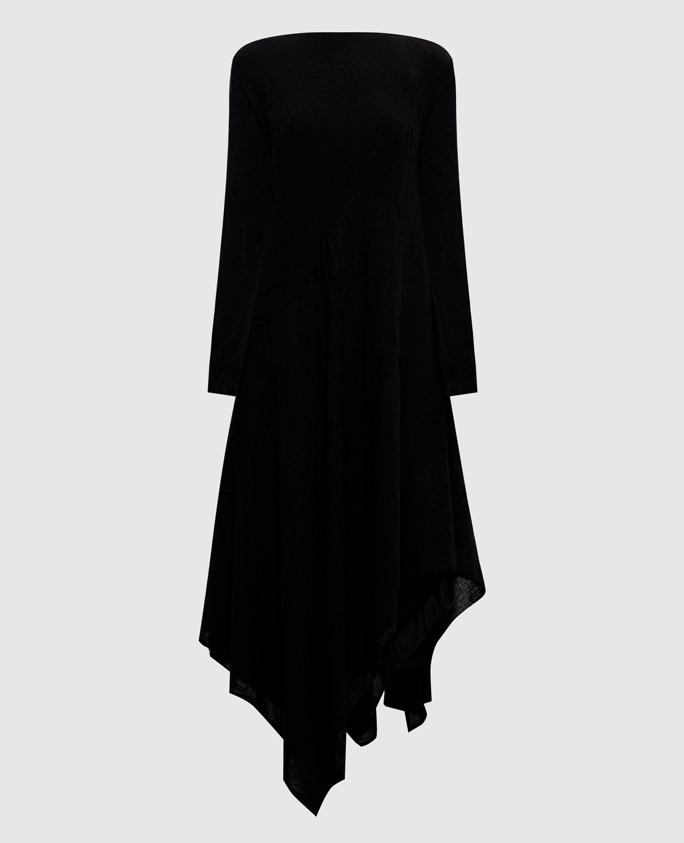 Black dress with wool in floral embroidery Marc Le Bihan