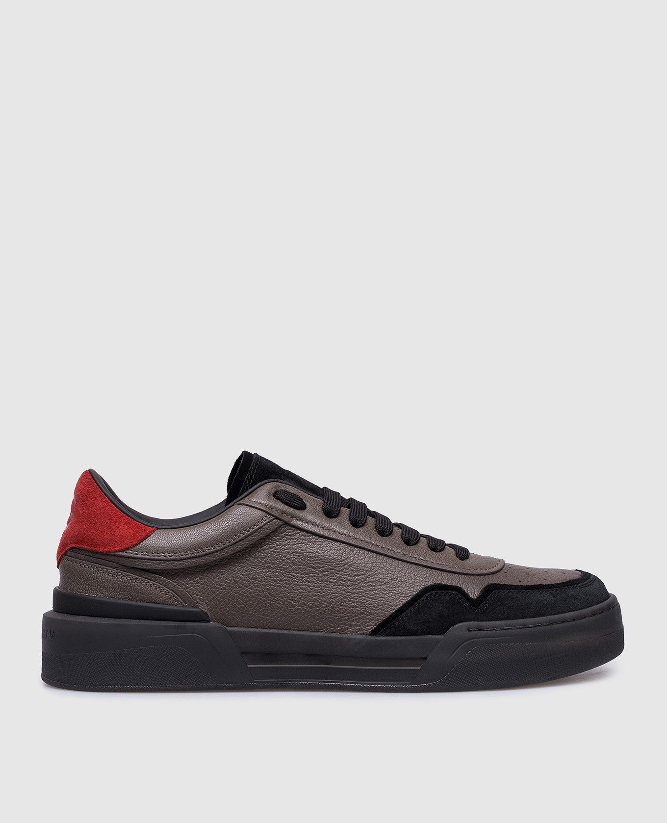 Brown leather sneakers from new roma with logo dolce&gabbana