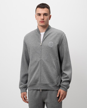 Brunello Cucinelli Gray sports jacket with logo print MM8319037G