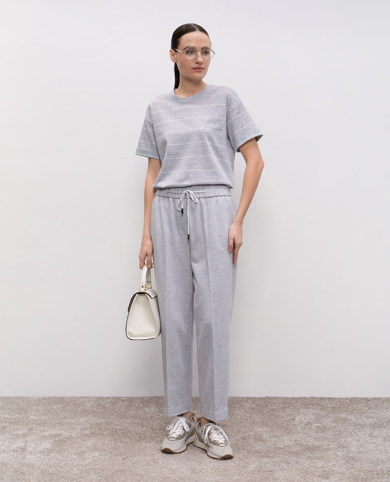 

Grey melange pants with monil chain Peserico