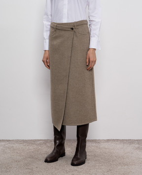 Brunello Cucinelli Beige wool skirt with a smell MP565G3897