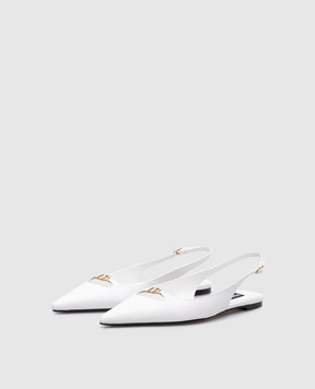 Dolce&Gabbana White leather slingbacks with metal DG logo CG0795A1953