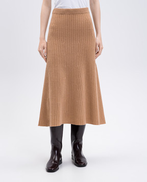 Twinset Brown wool and cashmere midi skirt 252TP3573