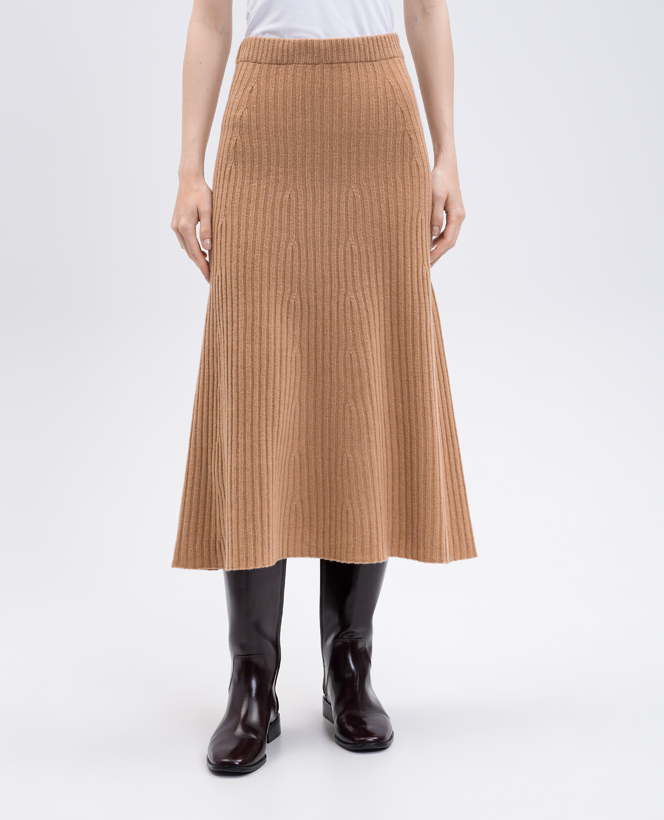 Brown wool and cashmere midi skirt Twinset 3