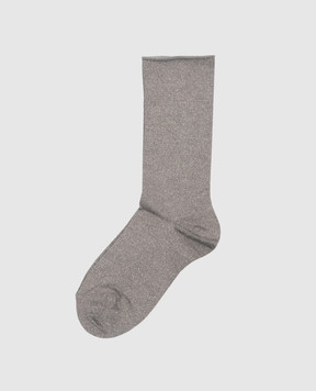 Brunello Cucinelli Gray socks with cashmere and silk with lurex M41945019