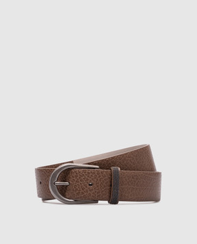 Brunello Cucinelli Beige leather belt with monil chain M0JUMC31GP