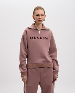 Alexander McQueen Brown sweater with textured logo 815576QLAEB