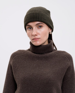 Allude Khaki cashmere hat 25511244