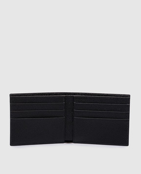 Dolce&Gabbana Black Dauphine leather wallet with ruthenium-plated plate BP1321AG219