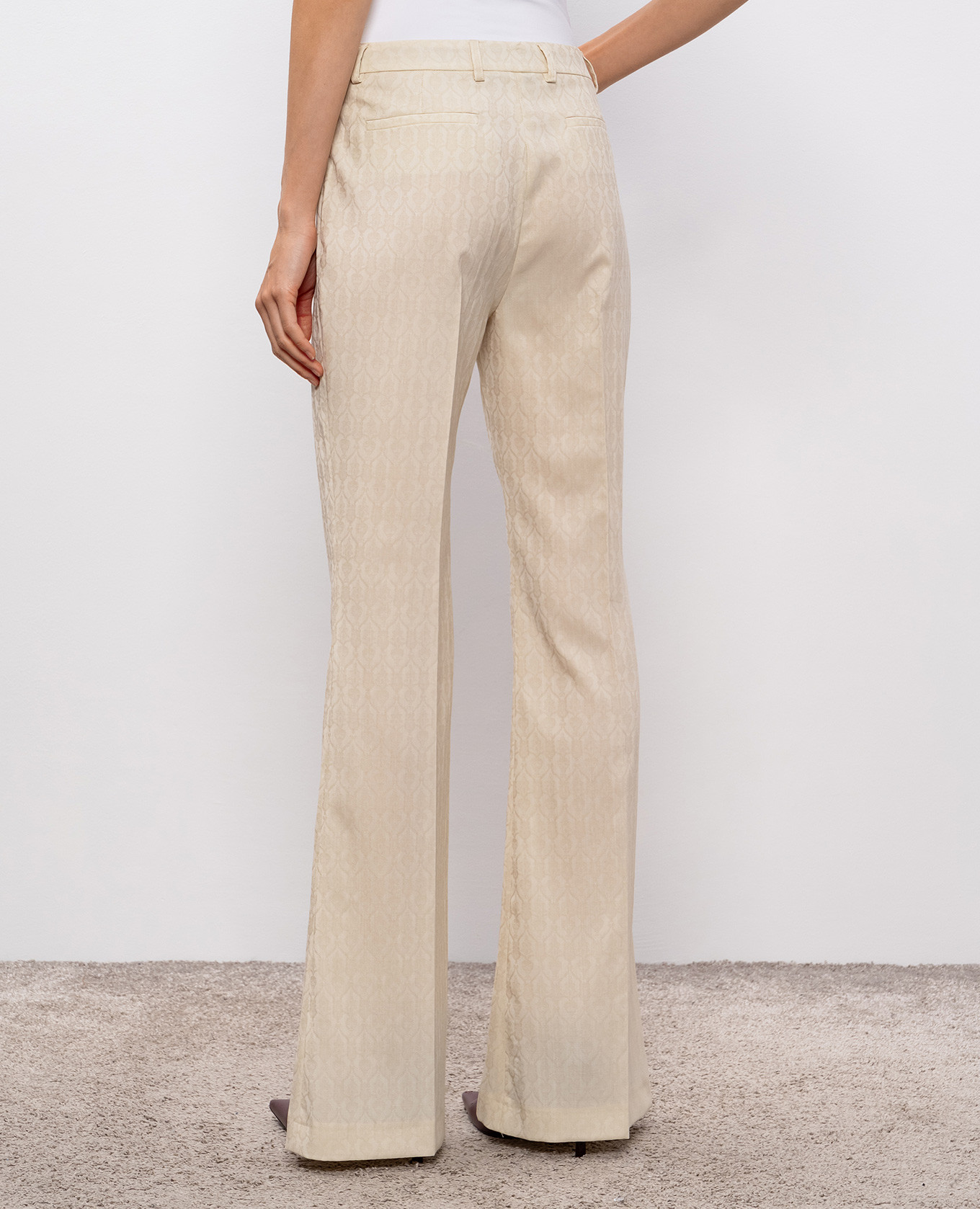 

Beige patterned wool flared pants Etro