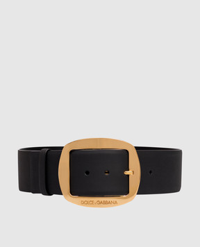 Dolce&Gabbana Black leather belt with logo engraving BE4608AW844
