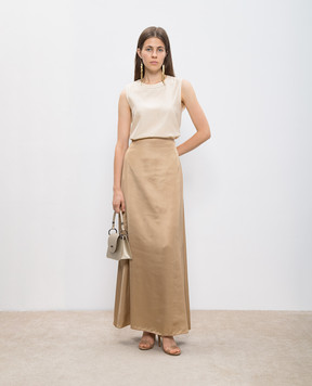 Peserico Beige silk top with monil chain A0839408372