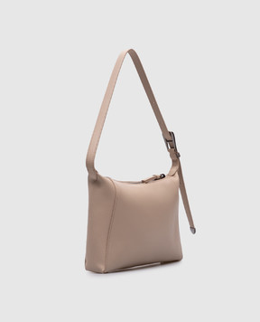 Brunello Cucinelli Beige leather bag with logo print MBFOD2663