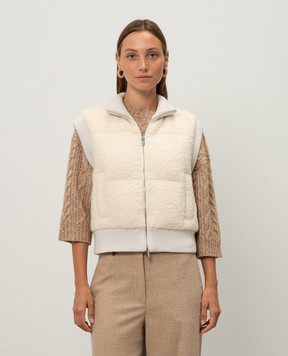 Peserico Beige down vest with wool S03416A2399