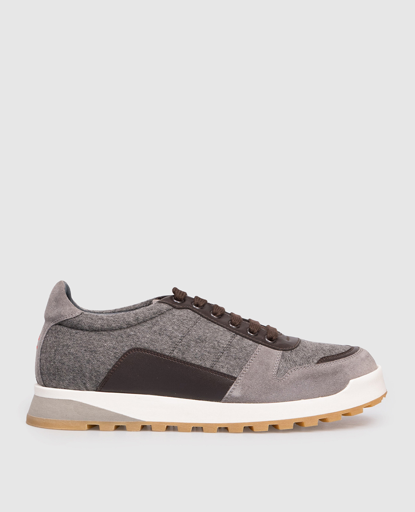 Grey combination sneakers with embroidered emblem ISAIA