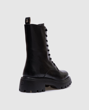 Stuart Weitzman Black leather boots EMERSON with logo SJ340
