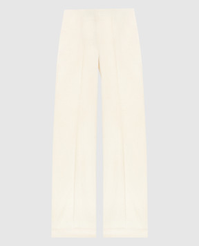 The Row Yellow wool, silk and linen Foulard pants 8027W3040
