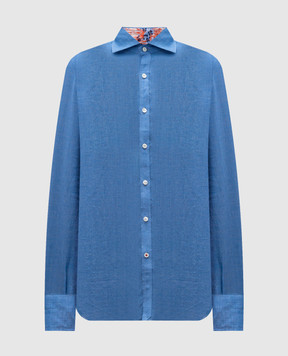 ISAIA Blue linen shirt 008358C9769