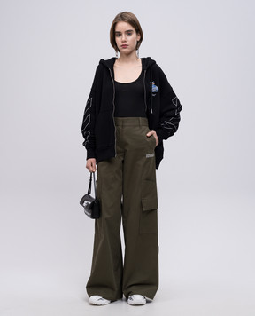 Off-White Black ribbed top with logo OWAD25SS25JER001