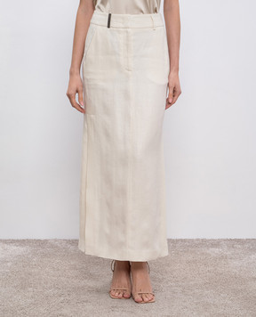 Peserico Beige midi skirt with monil chain P0514302606