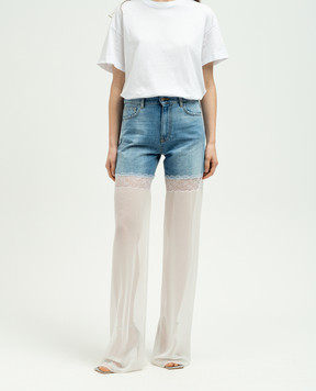 Nensi Dojaka Blue combined jeans with lace NDAW23DEN002