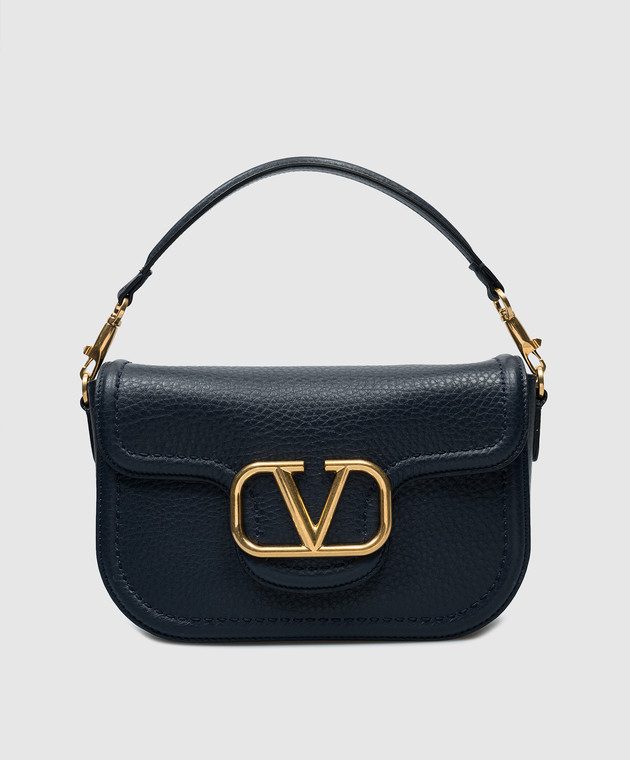VALENTINO| (5W0B0N20 IMZ 0NO / 5W2B0N20 IMZ 0NO) Valentino - Blue LOCÒ leather messenger bag with metallic