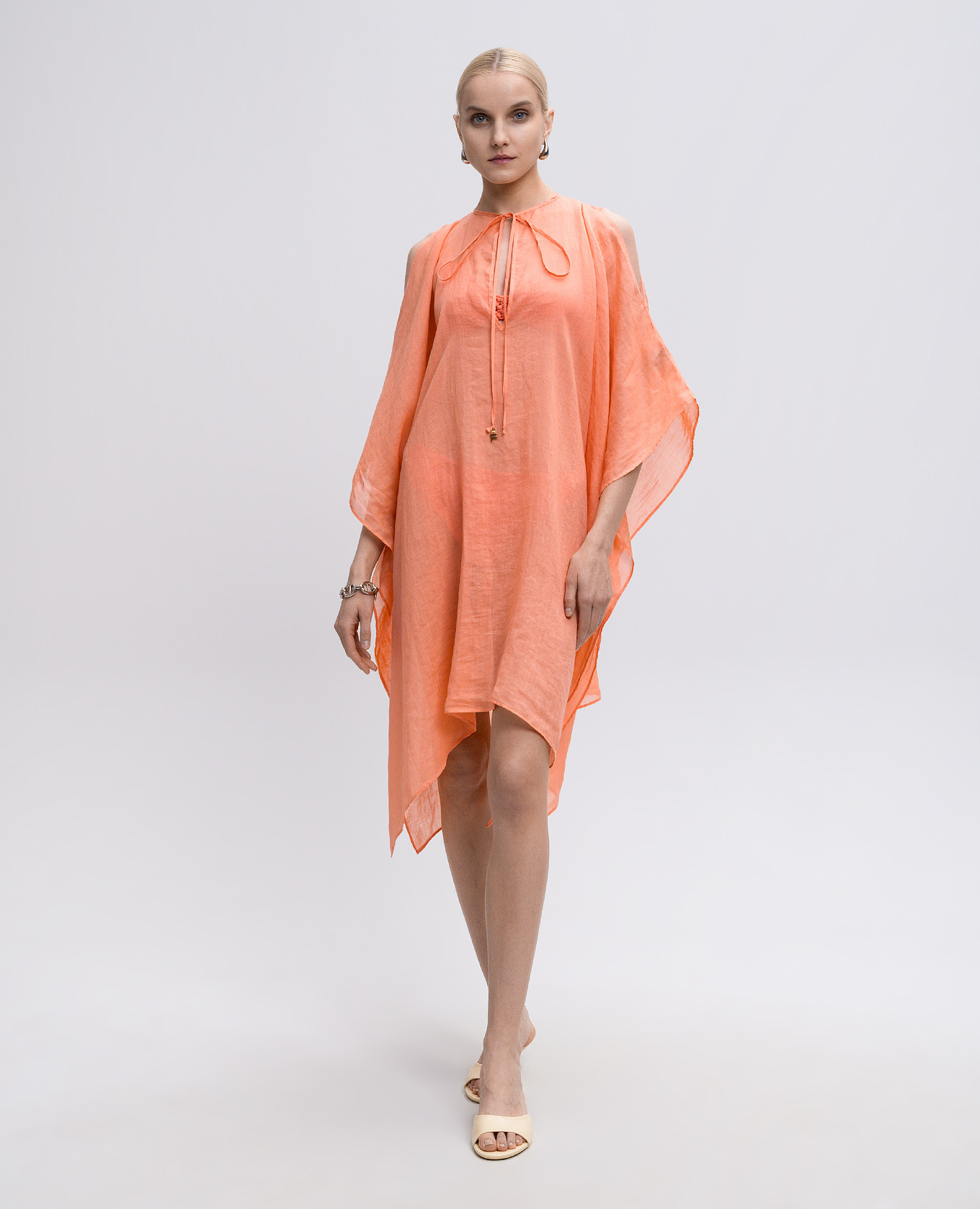 

Orange dress with sash Fisico
