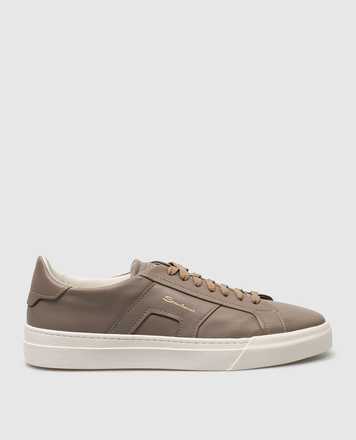 

Beige leather trainers with logo Santoni