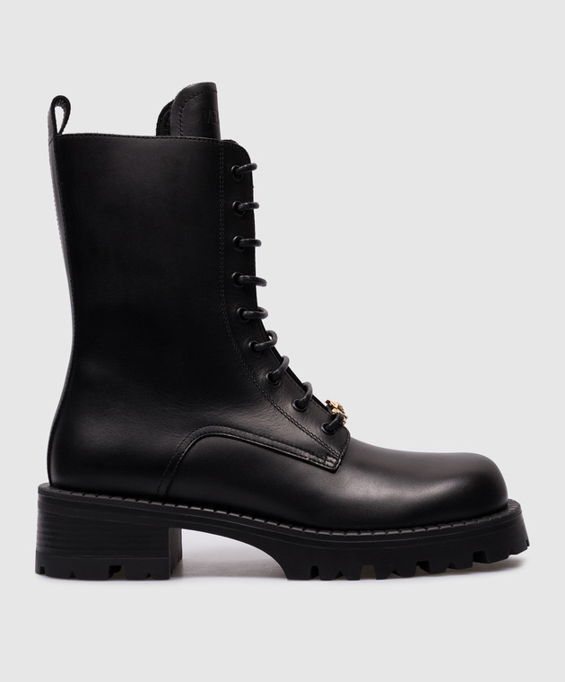 Versace - Black leather boots with Medusa '95 metal logo 