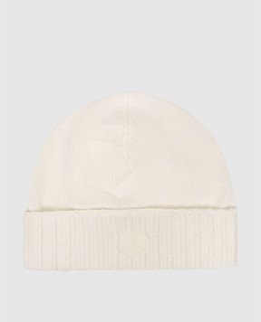 Dolce&Gabbana White cashmere cap with logo embroidery FXQ06ZJAWZ9
