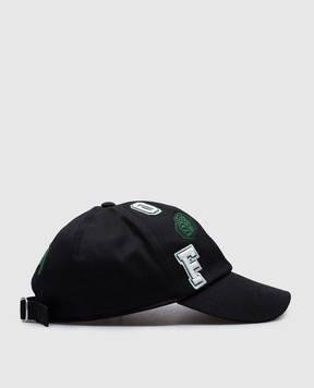 Off-White Black Crorco cap with logo patches OMLA049S25FAB007