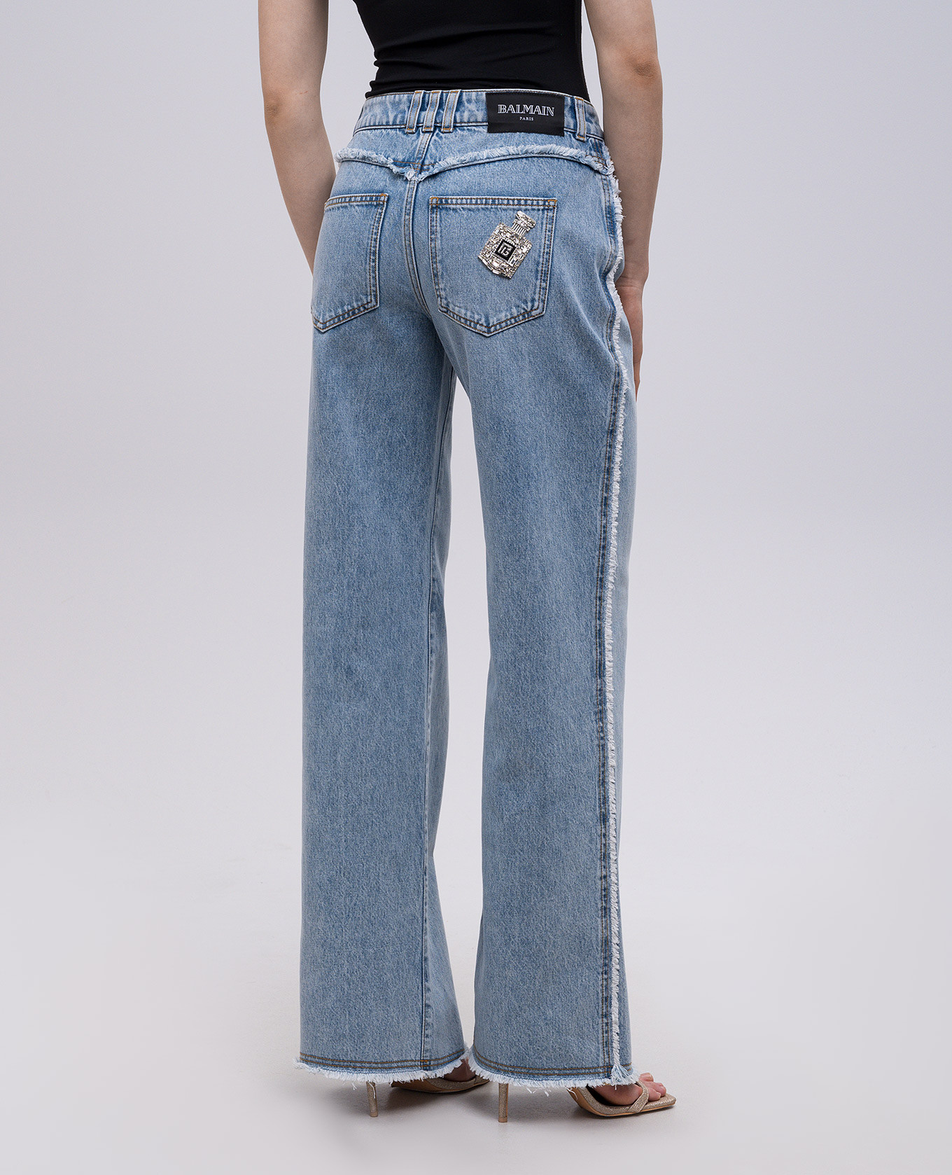 

Blue jeans with a worn effect Balmain, Light blue