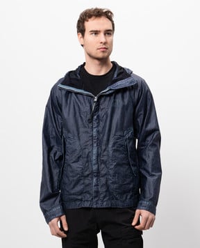 C.P. Company Blue linen jacket with logo embroidery MOW202A006284G