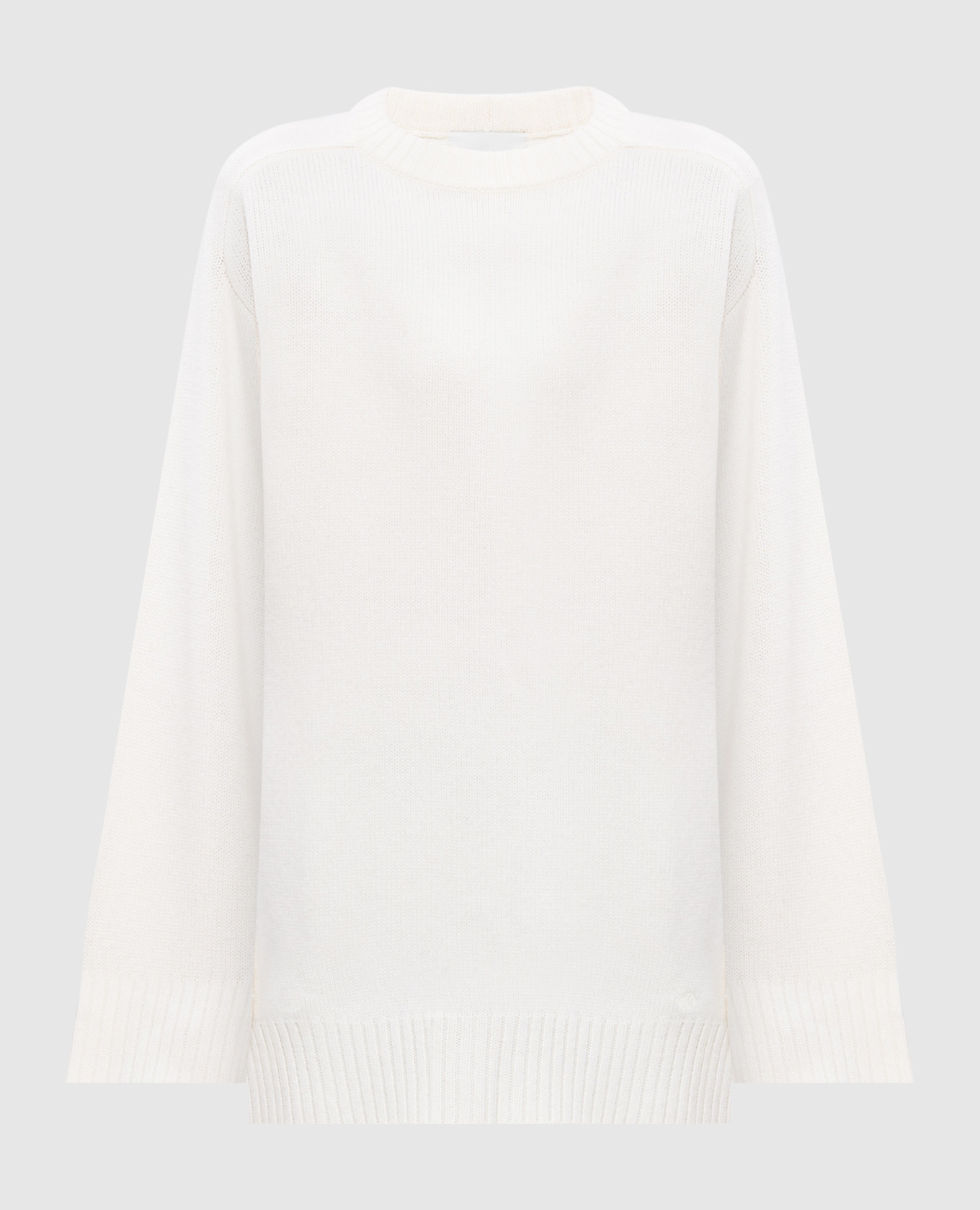 

White wool and cashmere SAFI sweater with matching embroidery Lou Lou Studio