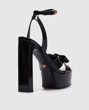Versace Gianni Ribbon black patent leather sandals 1017314D2VE