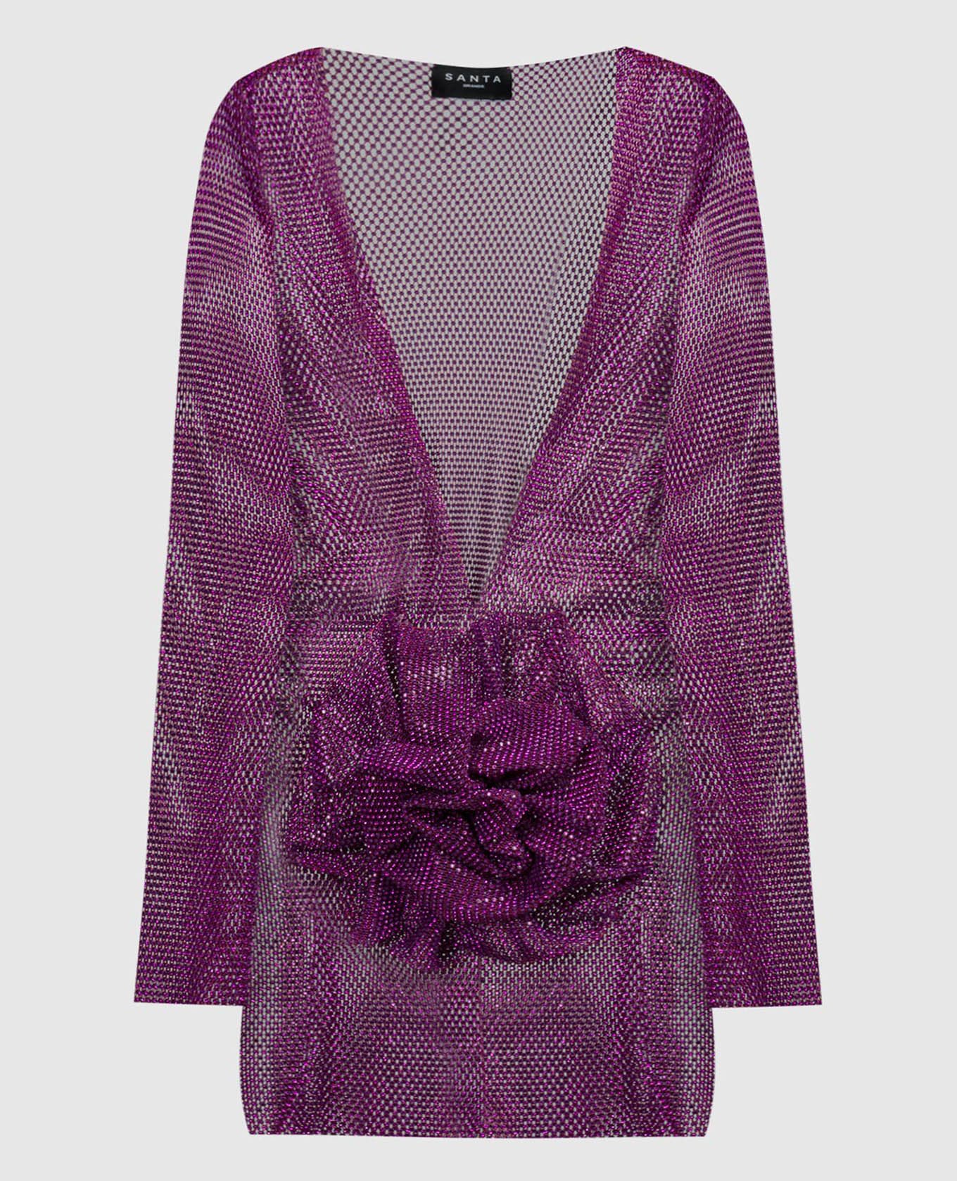 

Purple mini dress with crystals and appliqué in the form of a flower Santa Brands, Violet