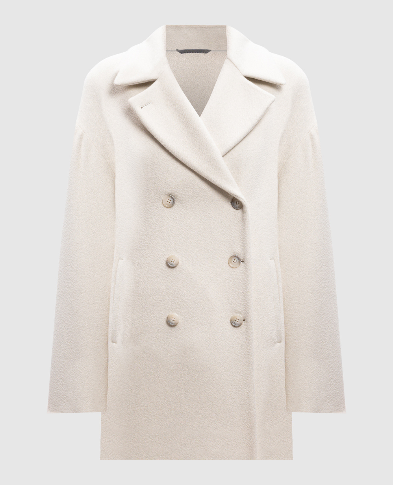

White double-breasted coat with wool Enrico Mandelli, Белый