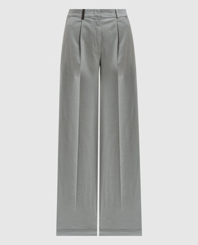 Peserico Gray flared pants with branded patch A04599T302479