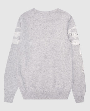Philipp Plein Children's gray melange wool sweater with crystals GKO0006810