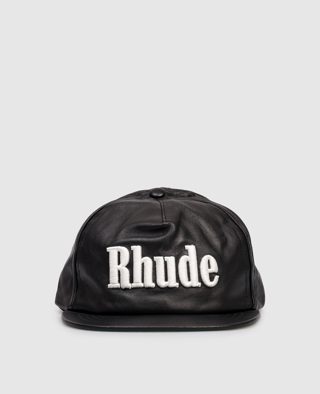 

Black leather cap with logo embroidery Rhude