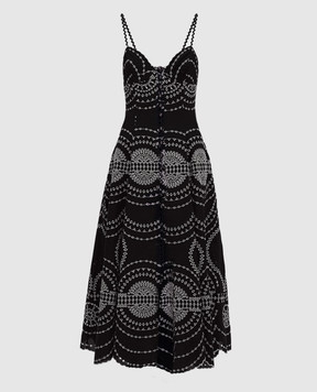 Charo Ruiz Catta black embroidered linen dress 254612