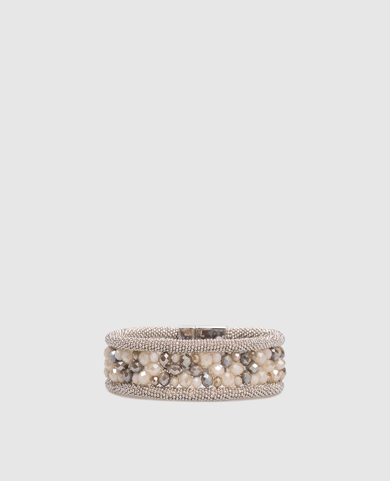 Silver bracelet with beads and monil chain Peserico