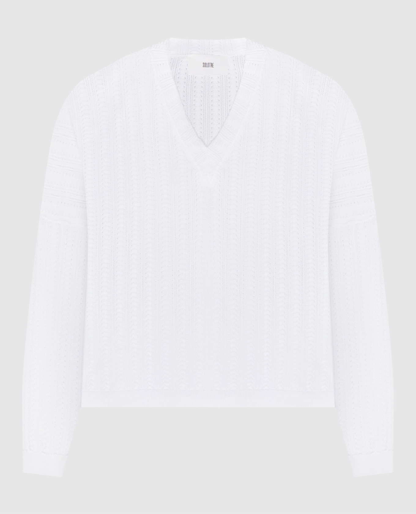 White pullover with openwork pattern