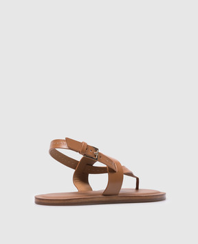 Max Mara THONG STITCH brown leather sandals THONGSTITCH