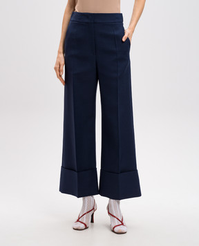 Valentino Blue wool and silk trousers with lapels 6B3RB6551CF