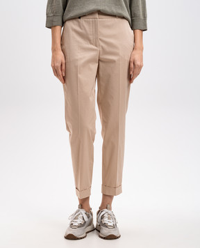 Peserico Beige chinos with lapels P04629U01037