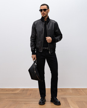 Tom Ford Black jeans with leather logo patch DPH001DMC005S23
